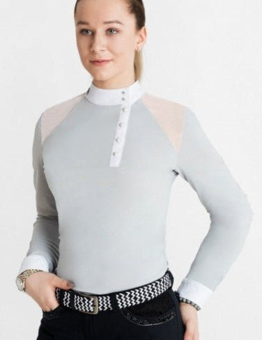 Women's Equestrian Shirt Grey ELYSSA Design By Dalia - Equiluxe Tack - Equiluxe Tack