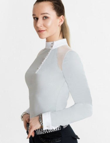 Women's Equestrian Shirt Grey ELYSSA Design By Dalia - Equiluxe Tack - Equiluxe Tack