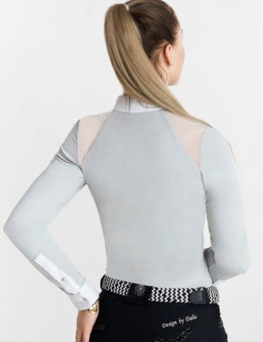 Women's Equestrian Shirt Grey ELYSSA Design By Dalia - Equiluxe Tack - Equiluxe Tack