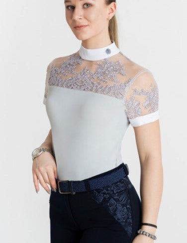 Women's Equestrian Shirt Grey LUCY Design By Dalia - Equiluxe Tack - Equiluxe Tack