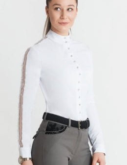 Women's Equestrian Shirt White CLAIRE Design By Dalia - Equiluxe Tack - Equiluxe Tack