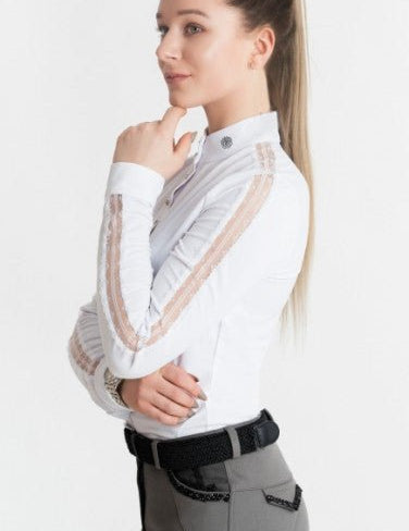 Women's Equestrian Shirt White CLAIRE Design By Dalia - Equiluxe Tack - Equiluxe Tack