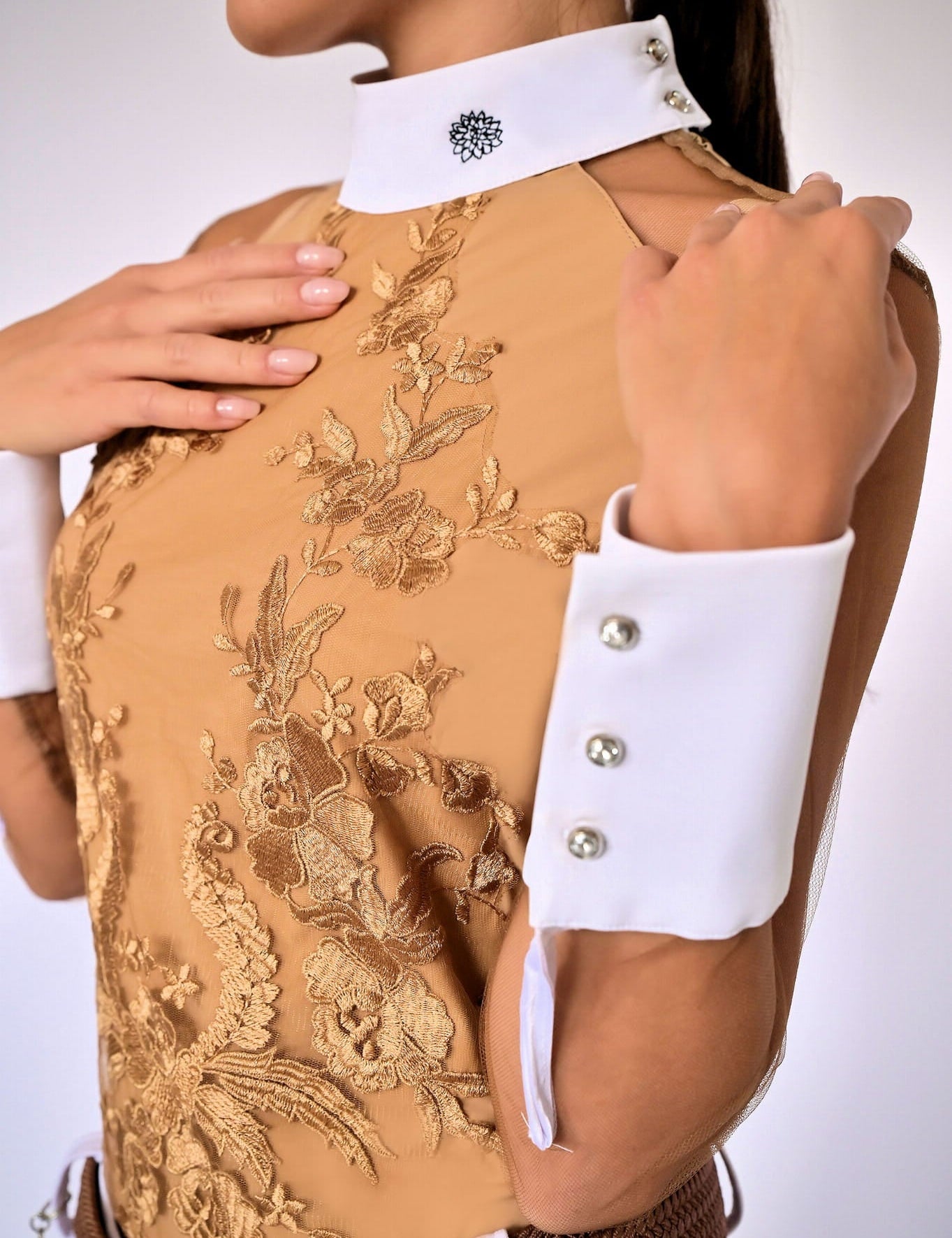 Women's Equestrian Show Shirt Beige DIANA Design By Dalia - Equiluxe Tack - Equiluxe Tack