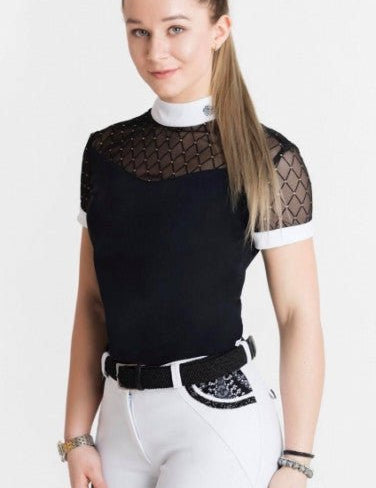 Women's Equestrian Show Shirt Black CASHMIR Design By Dalia - Equiluxe Tack - Equiluxe Tack