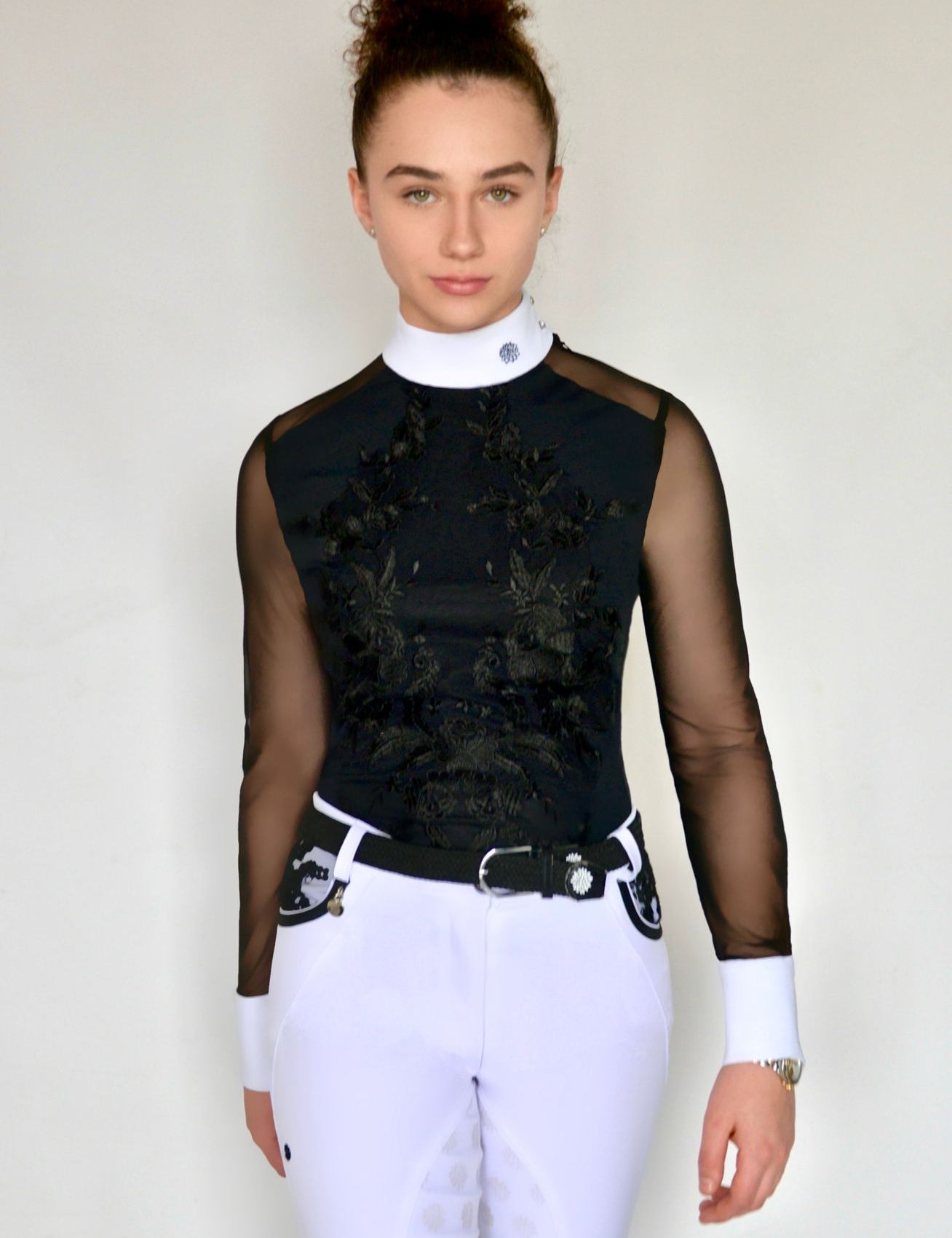 Women's Equestrian Show Shirt Black DIANA Design By Dalia - Equiluxe Tack - Equiluxe Tack