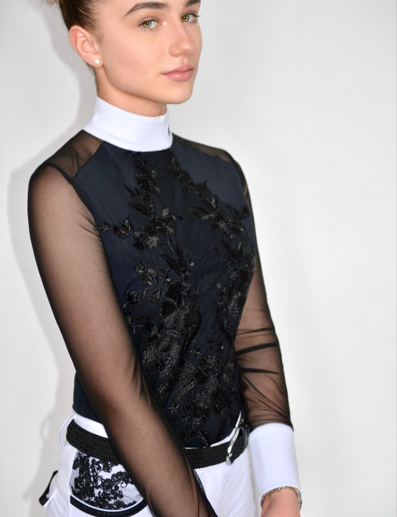 Women's Equestrian Show Shirt Black DIANA Design By Dalia - Equiluxe Tack - Equiluxe Tack