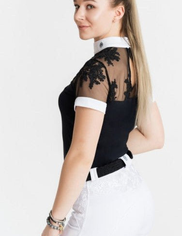 Women's Equestrian Show Shirt Black LUCY Design By Dalia - Equiluxe Tack - Equiluxe Tack