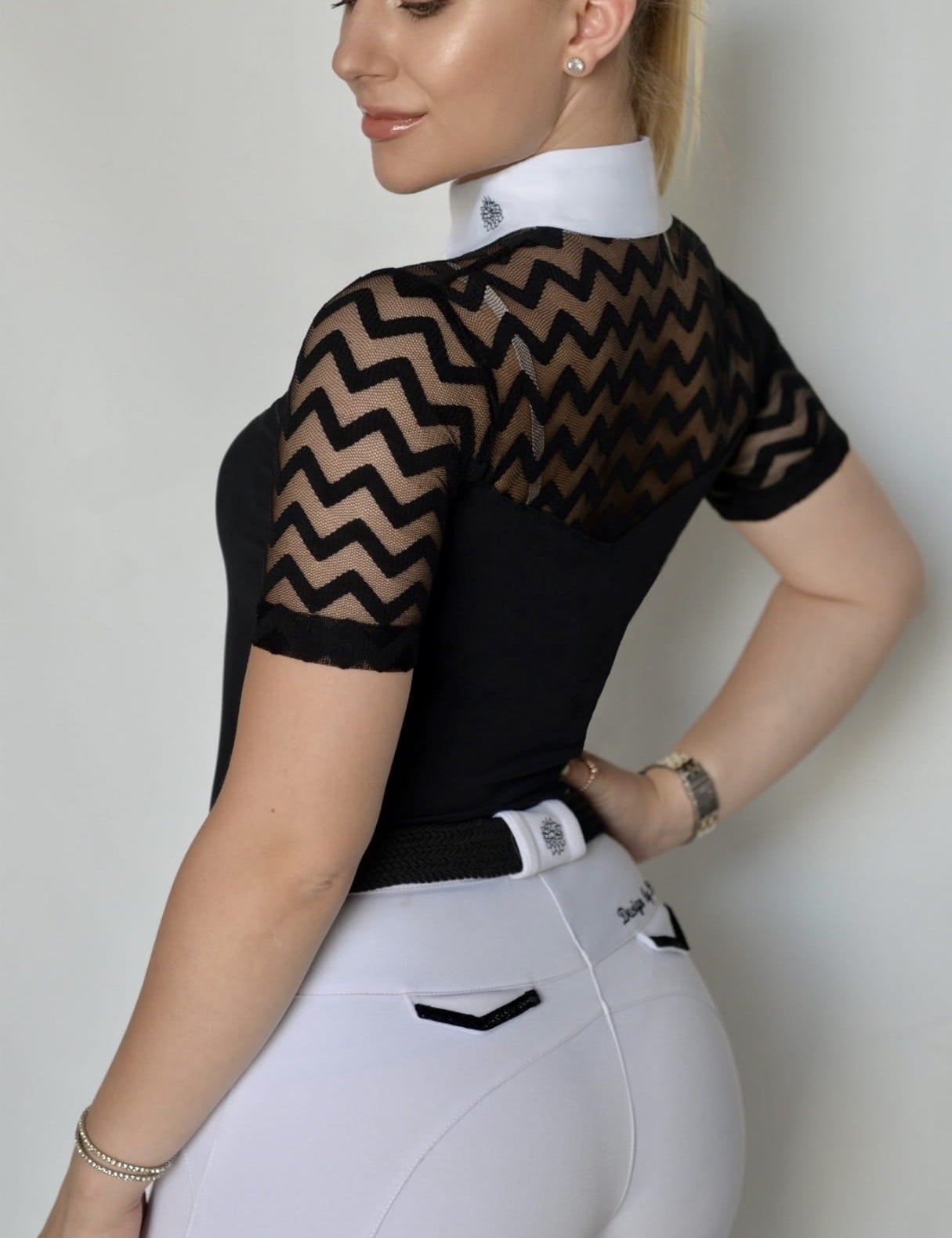 Women's Equestrian Show Shirt Black SAMAYA Design By Dalia - Equiluxe Tack - Equiluxe Tack
