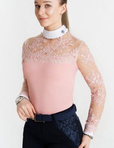 Women's Equestrian Show Shirt Pink DAISY Design By Dalia - Equiluxe Tack - Equiluxe Tack