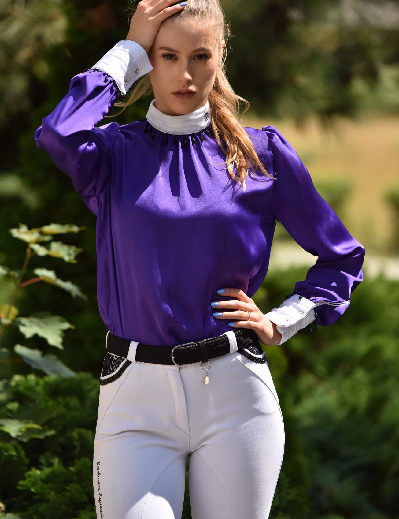 Women's Equestrian Show Shirt VIOLET Design By Dalia - Equiluxe Tack - Equiluxe Tack