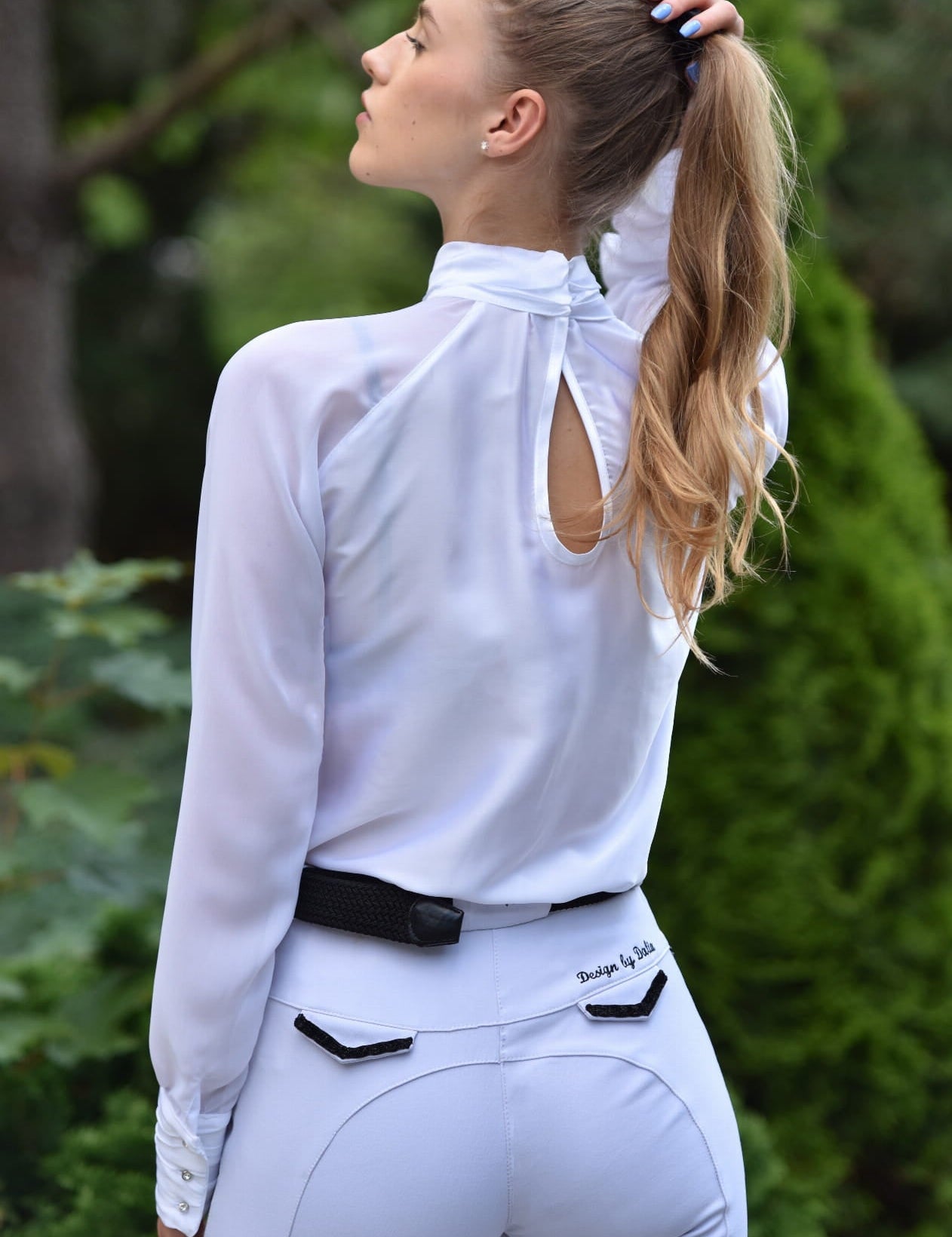 Women's Equestrian Show Shirt White AMAYLA Design By Dalia - Equiluxe Tack - Equiluxe Tack