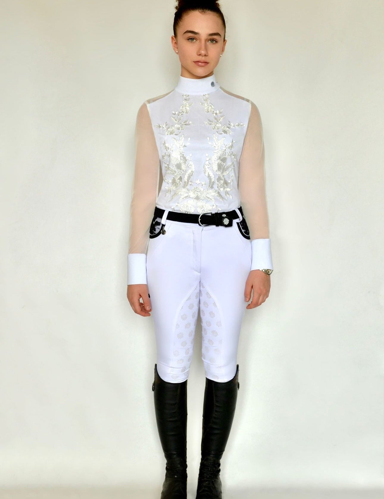 Women's Equestrian Show Shirt White DIANA Design by Dalia - Equiluxe Tack - Equiluxe Tack