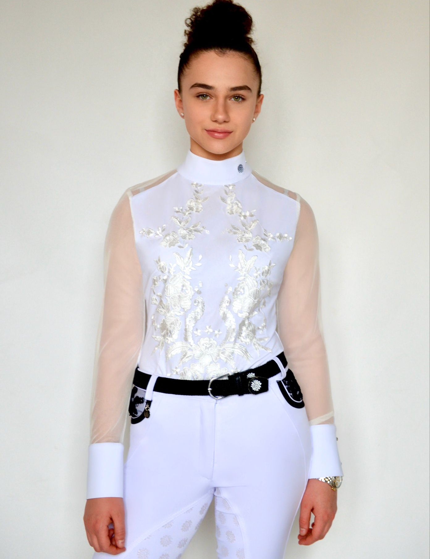 Women's Equestrian Show Shirt White DIANA Design by Dalia - Equiluxe Tack - Equiluxe Tack