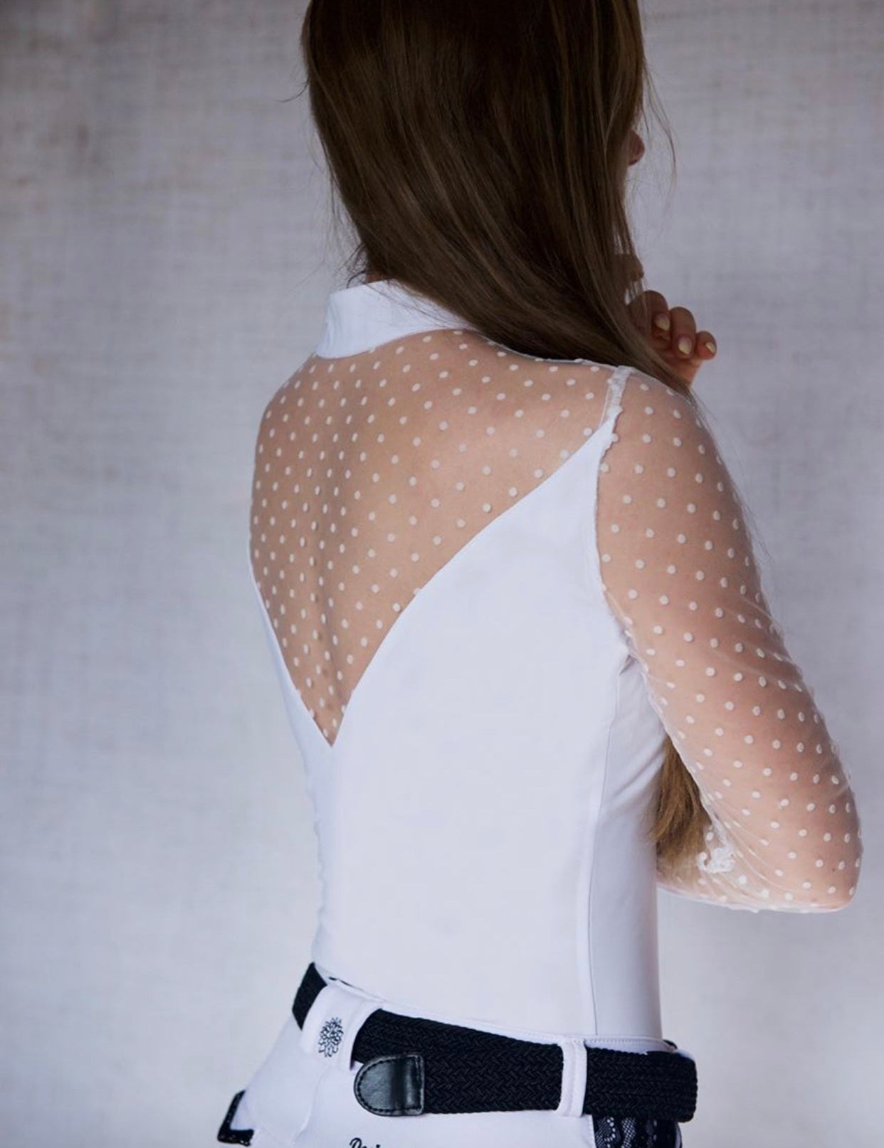 Women's Equestrian Show Shirt White LEXI Design By Dalia - Equiluxe Tack - Equiluxe Tack
