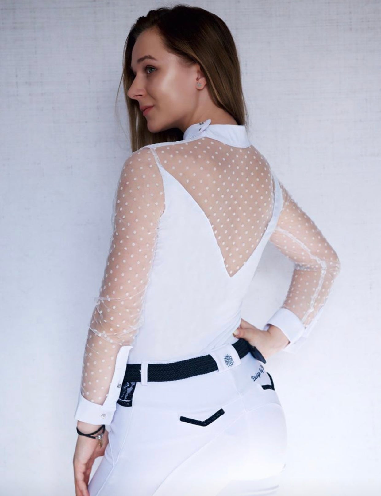 Women's Equestrian Show Shirt White LEXI Design By Dalia - Equiluxe Tack - Equiluxe Tack