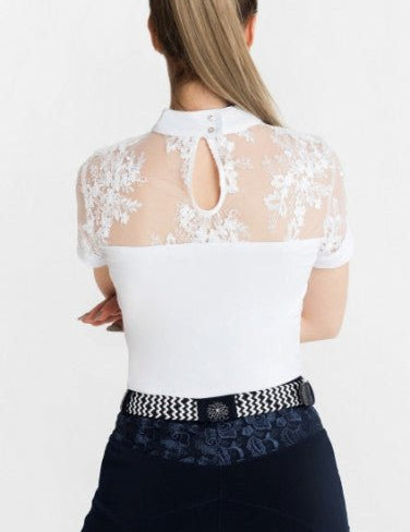 Women's Equestrian Show Shirt White LUCY Design By Dalia - Equiluxe Tack - Equiluxe Tack