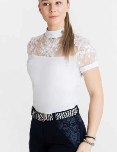 Women's Equestrian Show Shirt White LUCY Design By Dalia - Equiluxe Tack - Equiluxe Tack