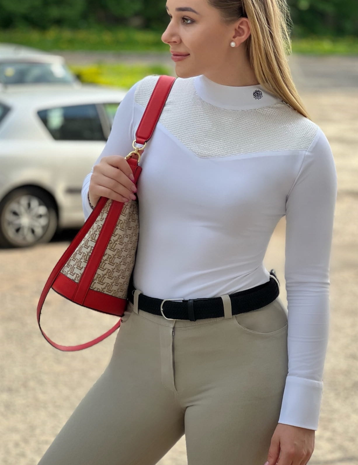 Women's Equestrian Show Shirt White TAMARA Design By Dalia - Equiluxe Tack - Equiluxe Tack
