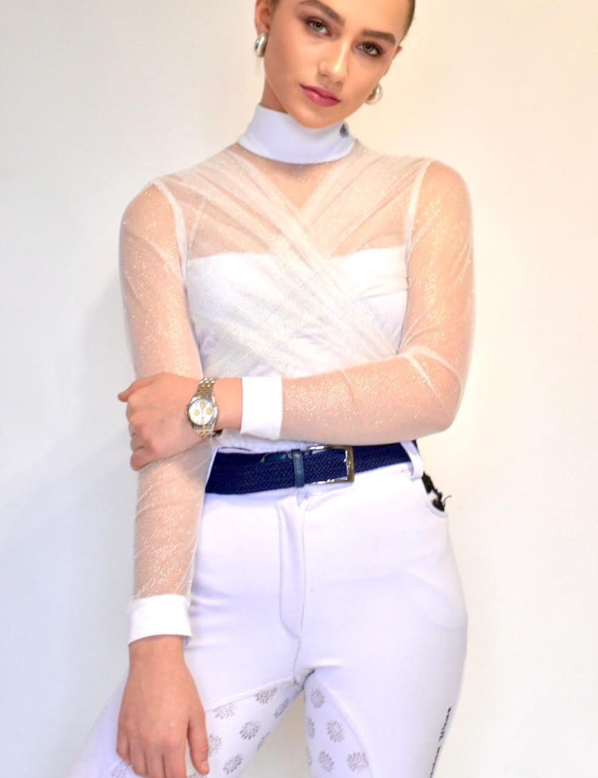 Women's Show Shirt White MILA Design By Dalia - Equiluxe Tack - Equiluxe Tack