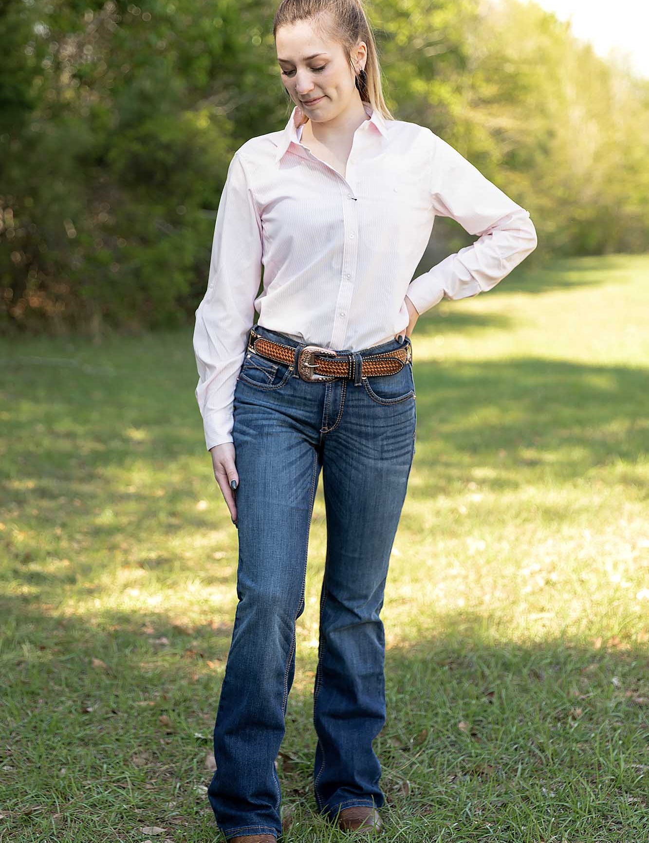 Women's VentTek Stretch Shirt, Strawberry Stripe