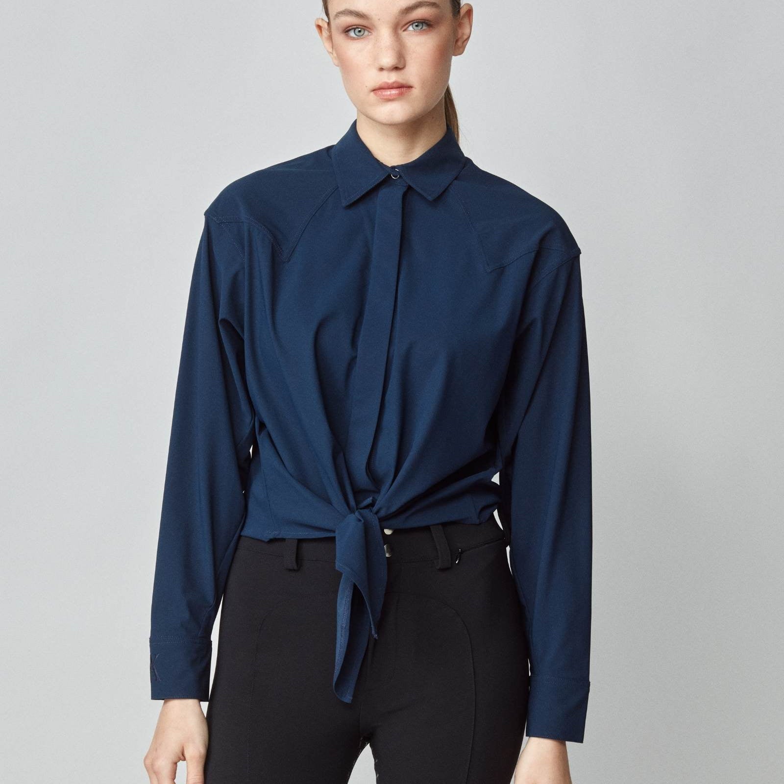 Yagya Front Tie Riding Shirt Navy - Yagya - Equiluxe Tack