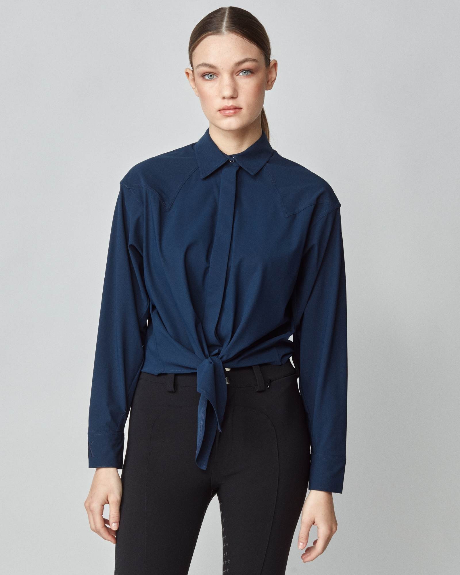 Yagya Front Tie Riding Shirt Navy - Yagya - Equiluxe Tack