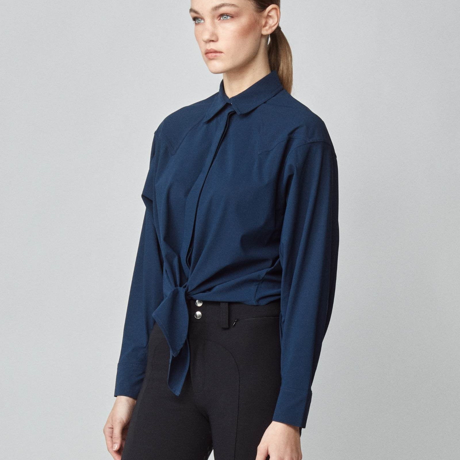 Yagya Front Tie Riding Shirt Navy - Yagya - Equiluxe Tack