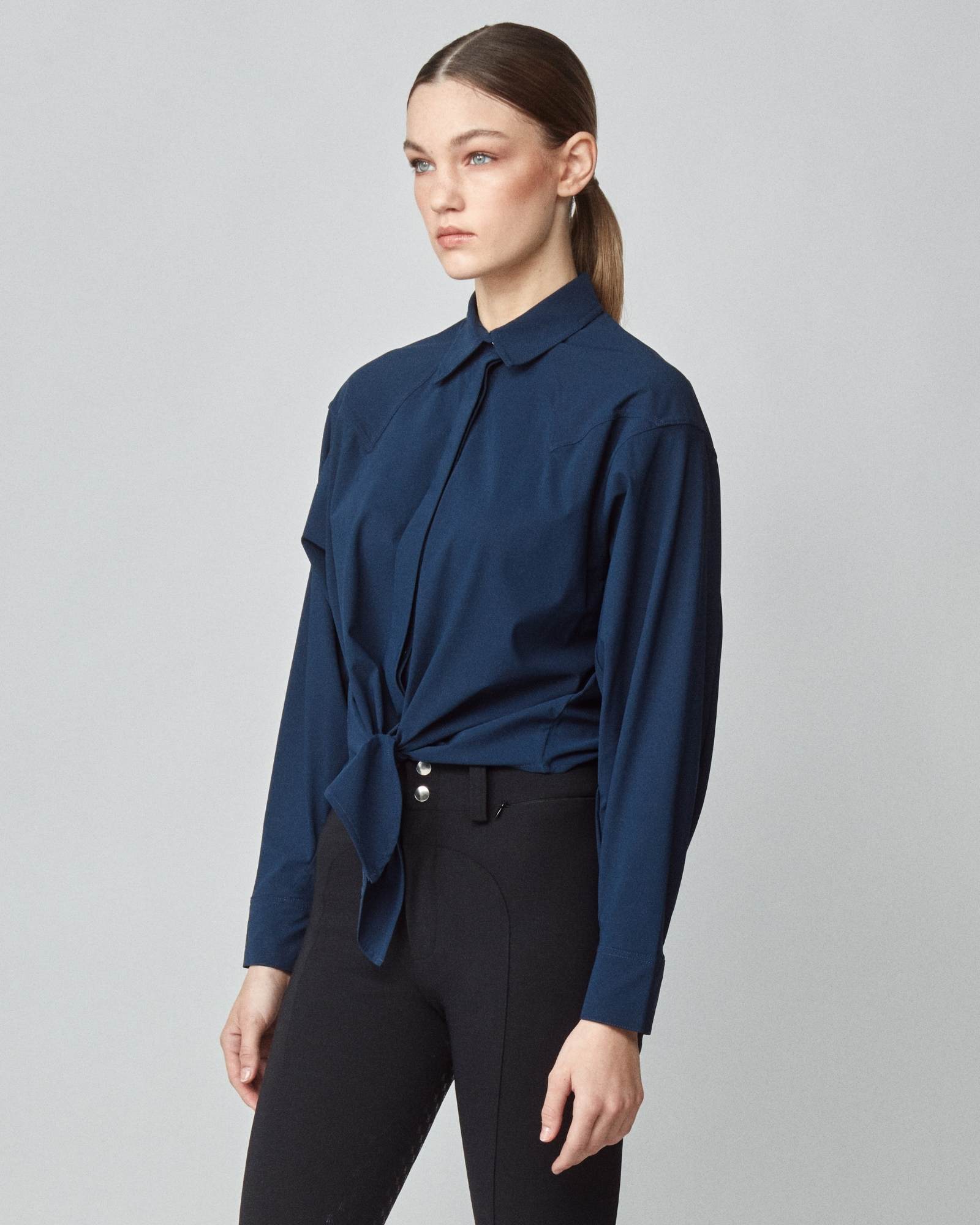 Yagya Front Tie Riding Shirt Navy - Yagya - Equiluxe Tack
