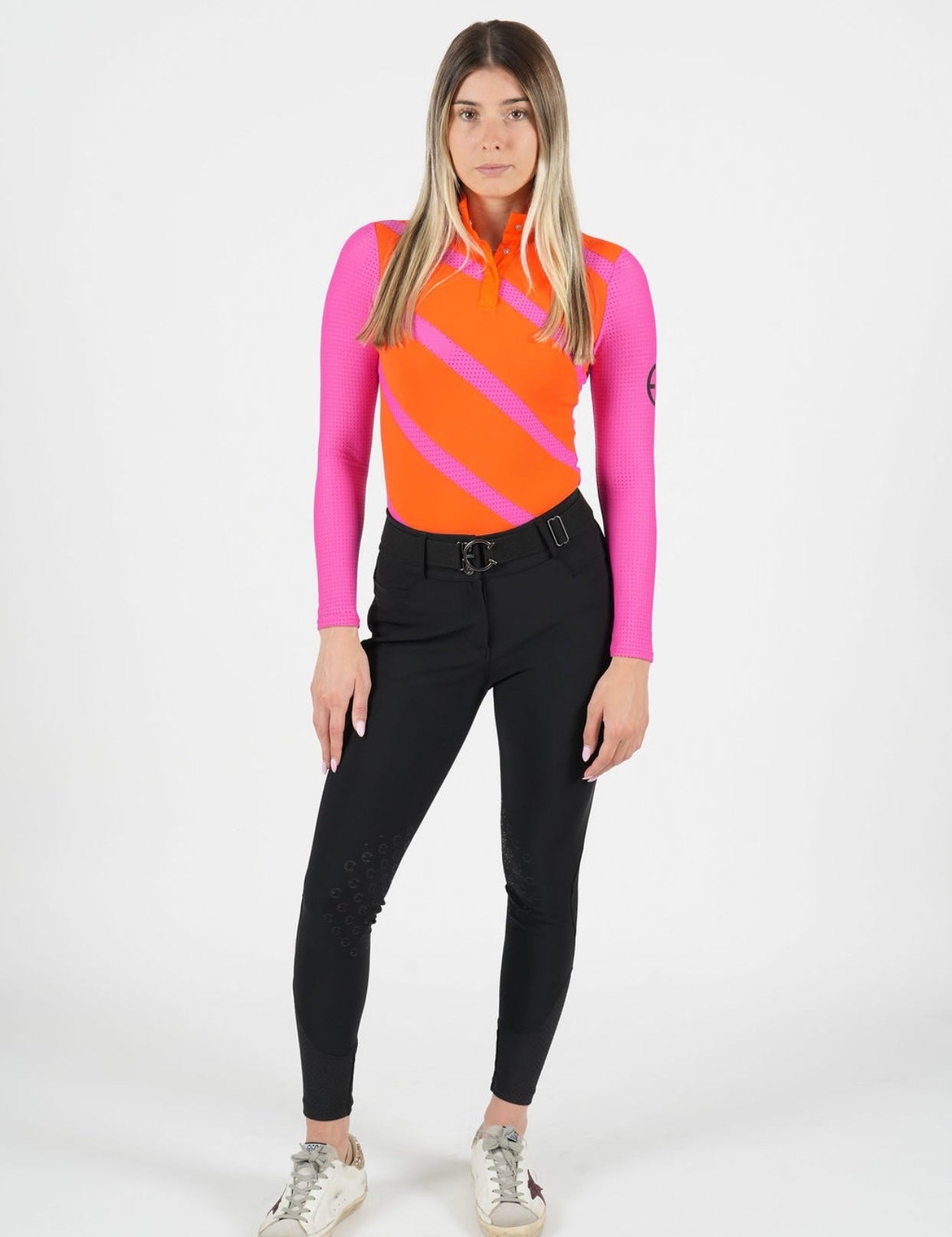 ZOYA Ventilated Long Sleeve Shirt - Pink & Orange - Equestrian Club - Equiluxe Tack