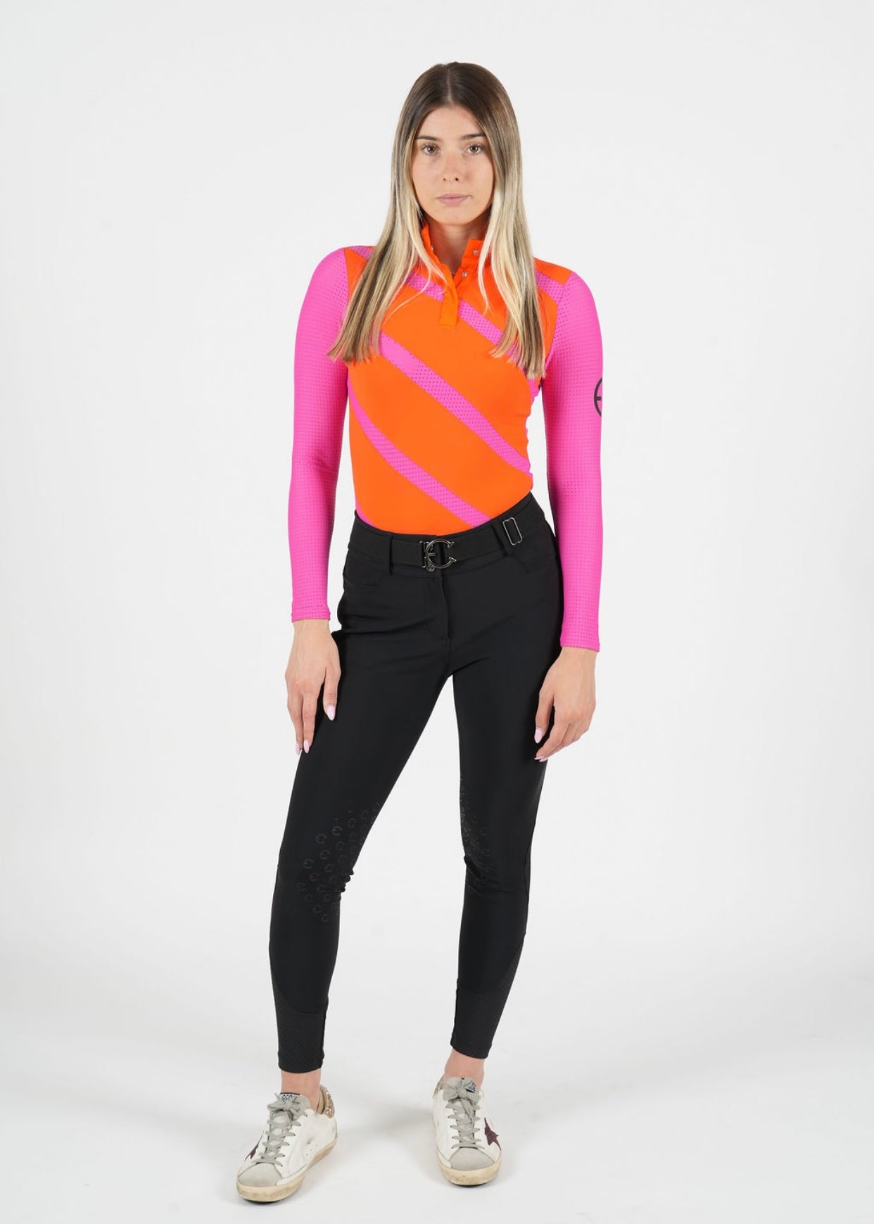 ZOYA Ventilated Long Sleeve Shirt - Pink & Orange - Equestrian Club - Equiluxe Tack