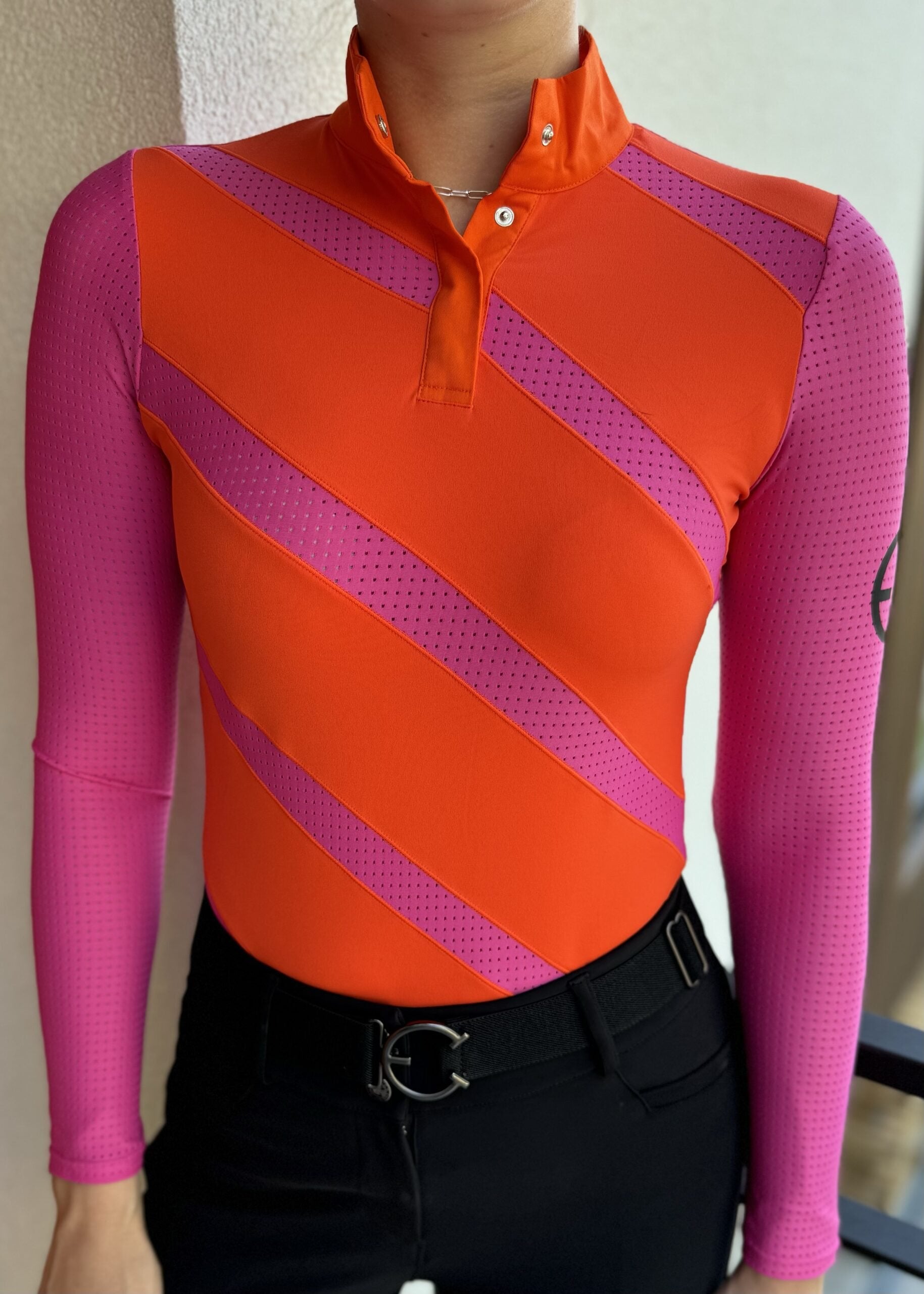 ZOYA Ventilated Long Sleeve Shirt - Pink & Orange - Equestrian Club - Equiluxe Tack