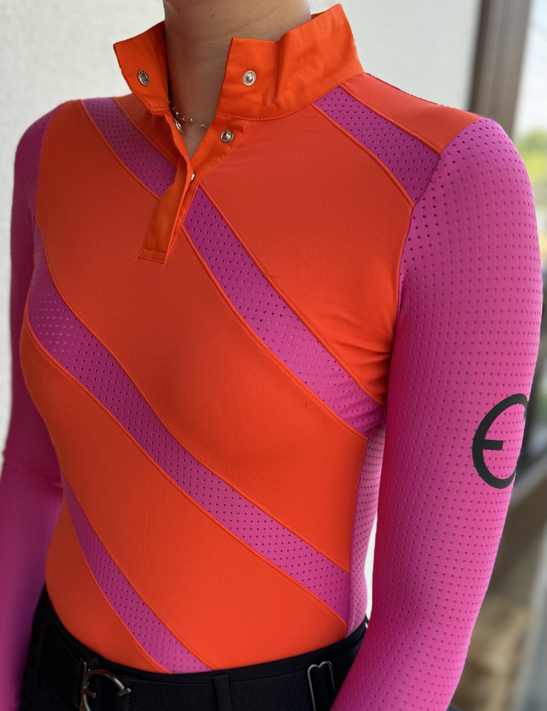 ZOYA Ventilated Long Sleeve Shirt - Pink & Orange - Equestrian Club - Equiluxe Tack