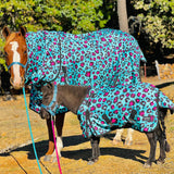 600 D Ripstop Teal Cheetah Hooded Sheet - 38-80" - Equiluxe Tack