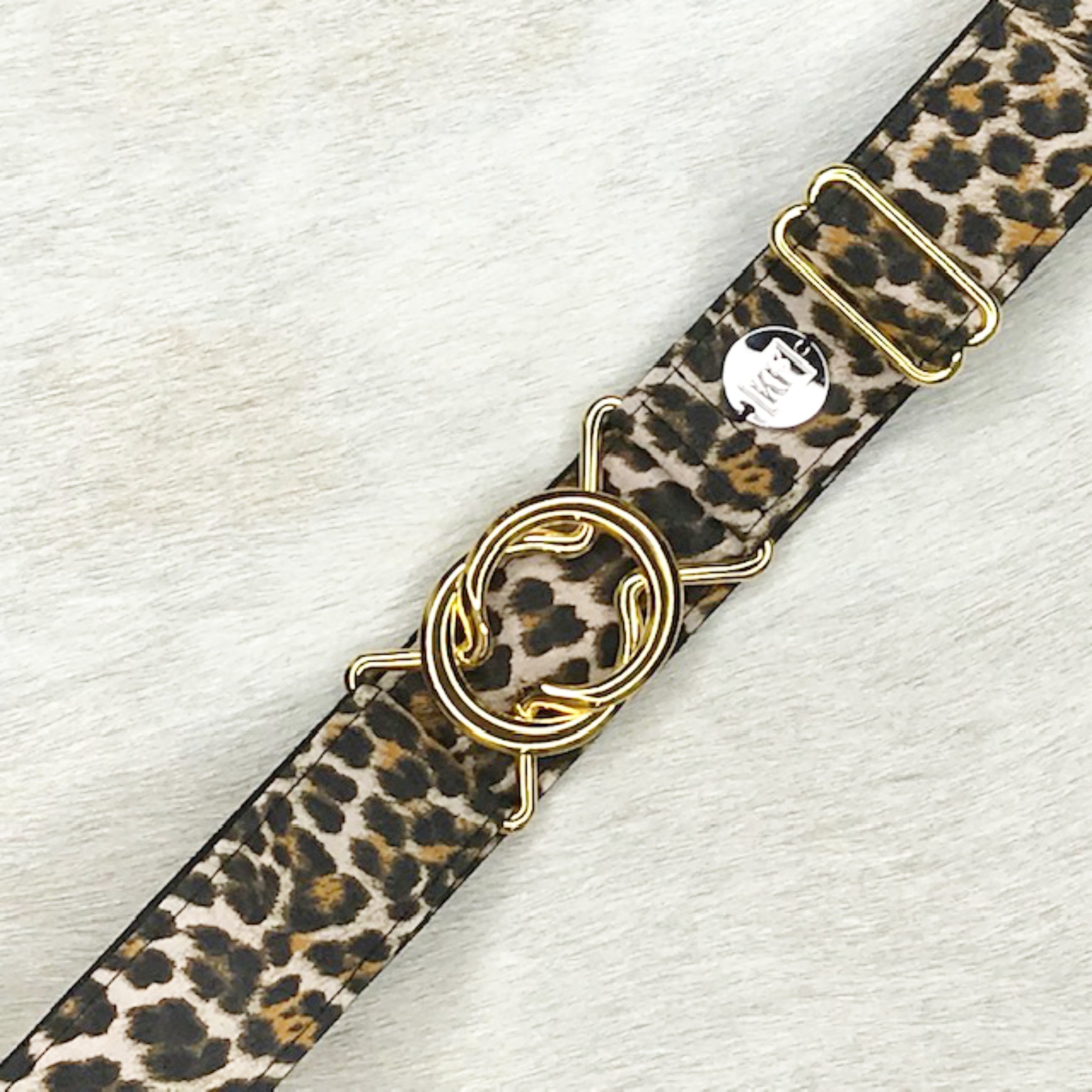 Cheetah belt with 1.5" gold interlocking buckle by KF Clothing