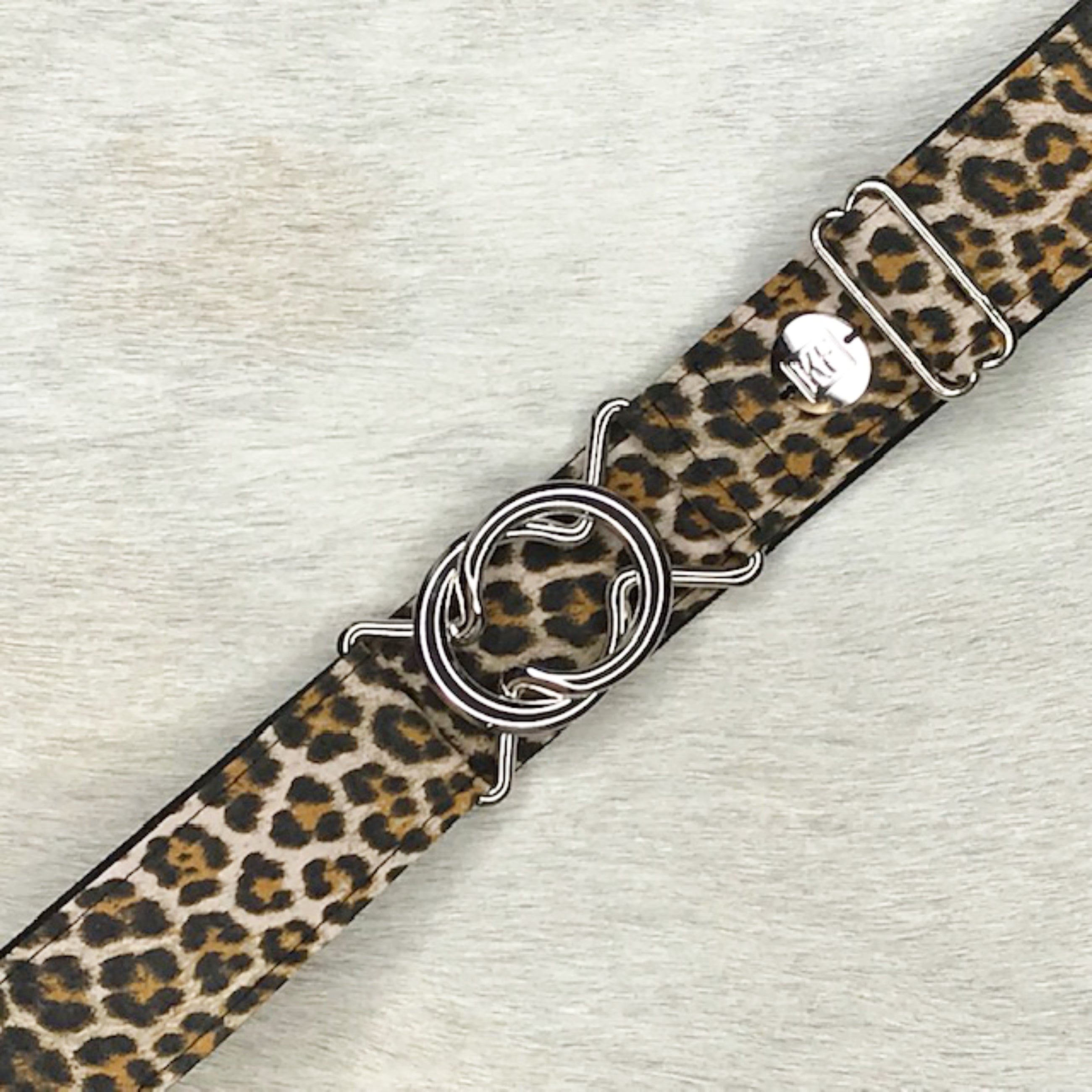 Cheetah belt with 1.5" silver interlocking buckle by KF Clothing