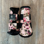 pink floral brushing boots dressage boots - rebel equestrian