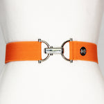Orange elastic belt with 1.5" silver clip buckle by KF Clothing
