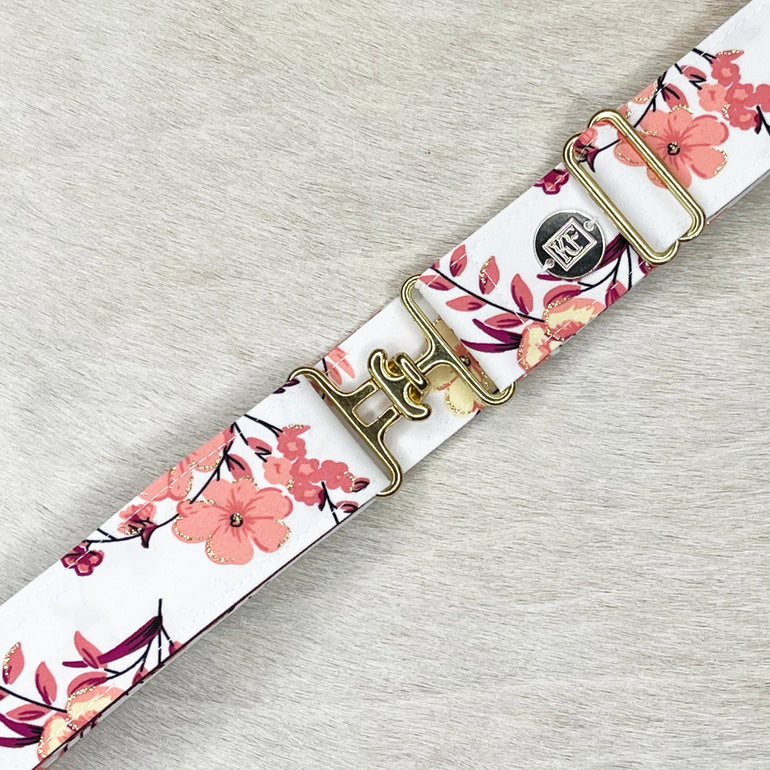 Pink rose belt with 1.5" gold surcingle buckle by KF Clothing