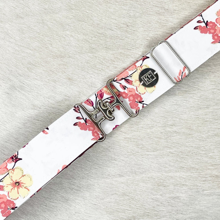Pink rose belt with 1.5" silver surcingle buckle by KF Clothing