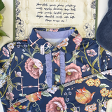 Rönner Prairi Polo-Shirt Long Sleeve | Botany Print Navy