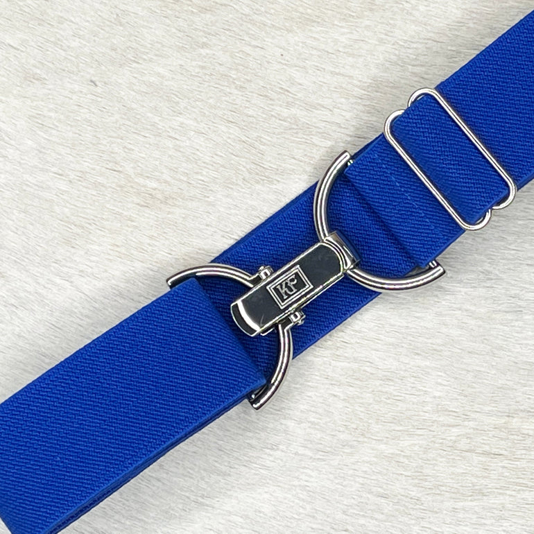 Royal Blue elastic belt with 1.5" silver clip buckle by KF Clothing