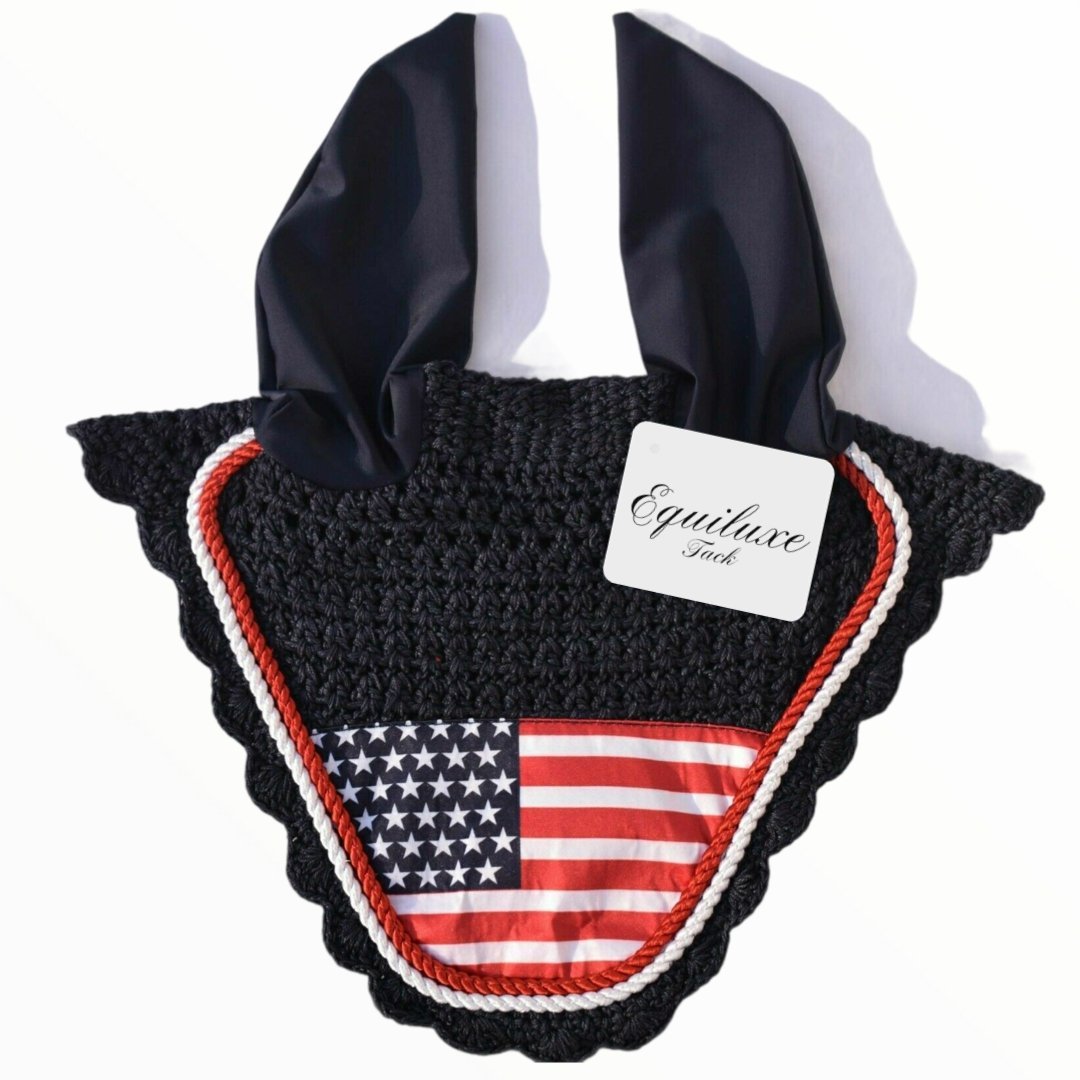 American Flag Fly Ear Veil Bonnet - Equiluxe Tack