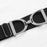 Black - 1.5" Silver Stirrup Elastic Belt - Equiluxe Tack