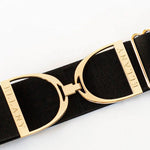 Black - 2" Gold Stirrup Elastic Belt - Equiluxe Tack