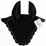 Black Bling Rhinestone Trim Fly Bonnet - Equiluxe Tack