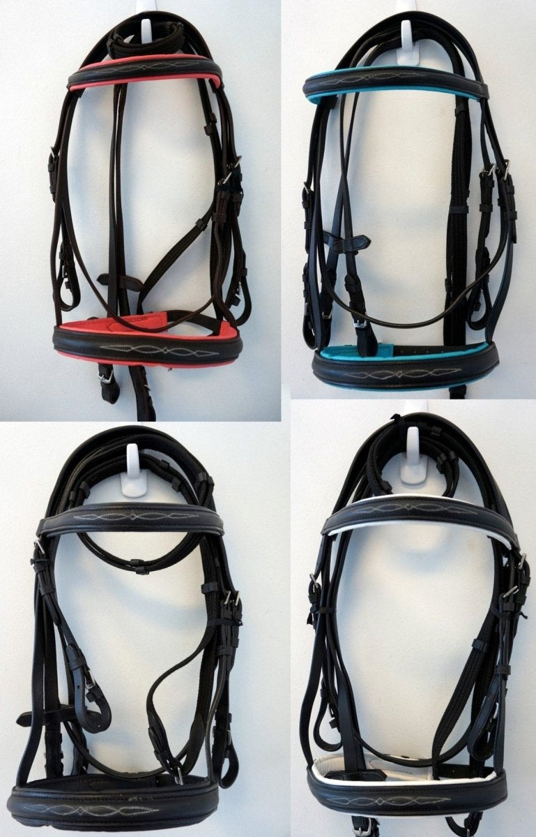 Black Colored Padding Fancy Stitched Leather Bridles - Equiluxe Tack - Equiluxe Tack