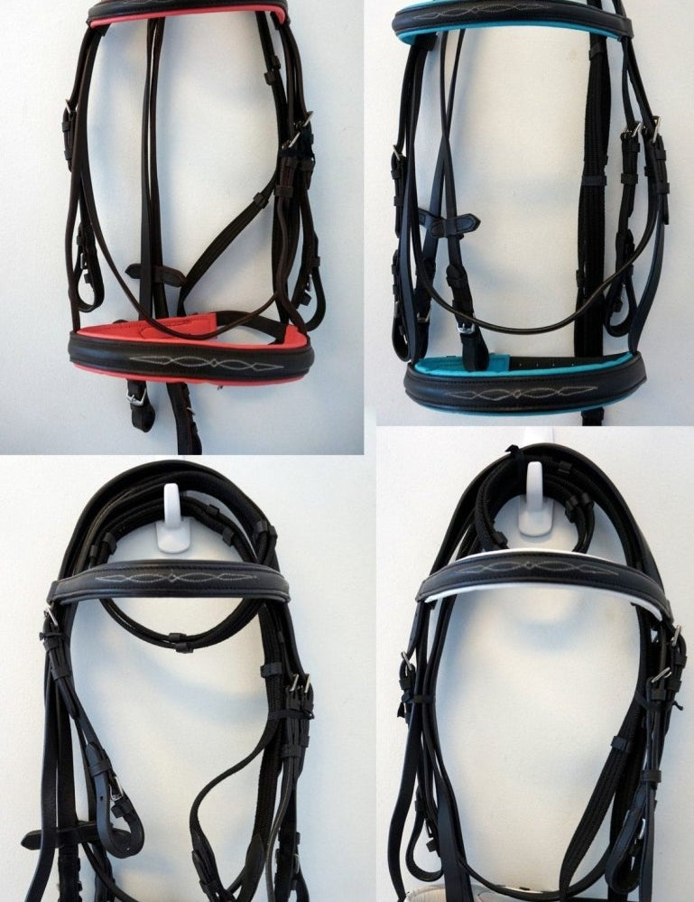 Black Colored Padding Fancy Stitched Leather Bridles - Equiluxe Tack - Equiluxe Tack