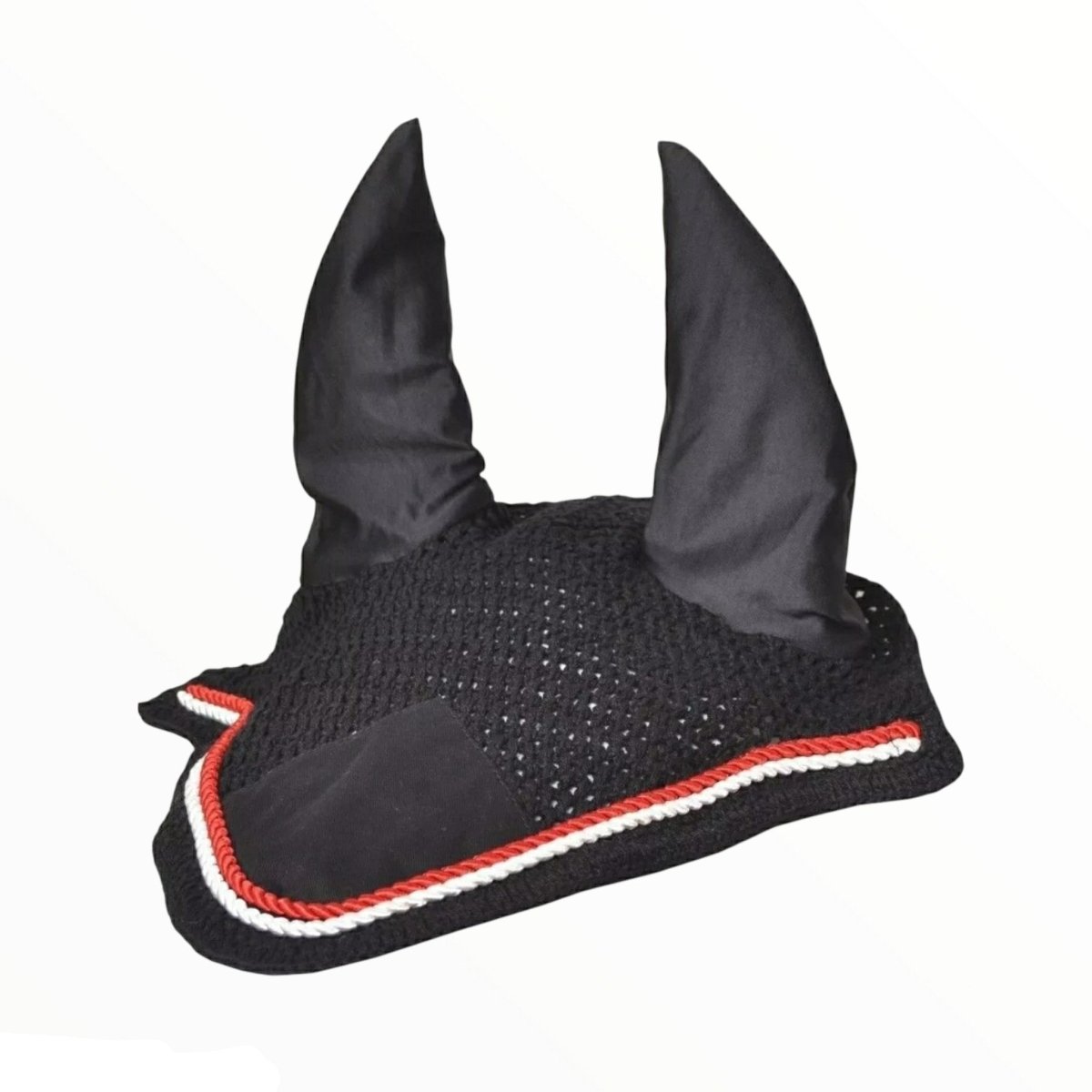 Black & Red Fly Ear Veil Bonnet - Equiluxe Tack