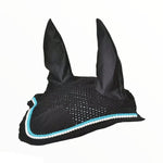Black & Teal Fly Ear Veil Bonnet - Equiluxe Tack