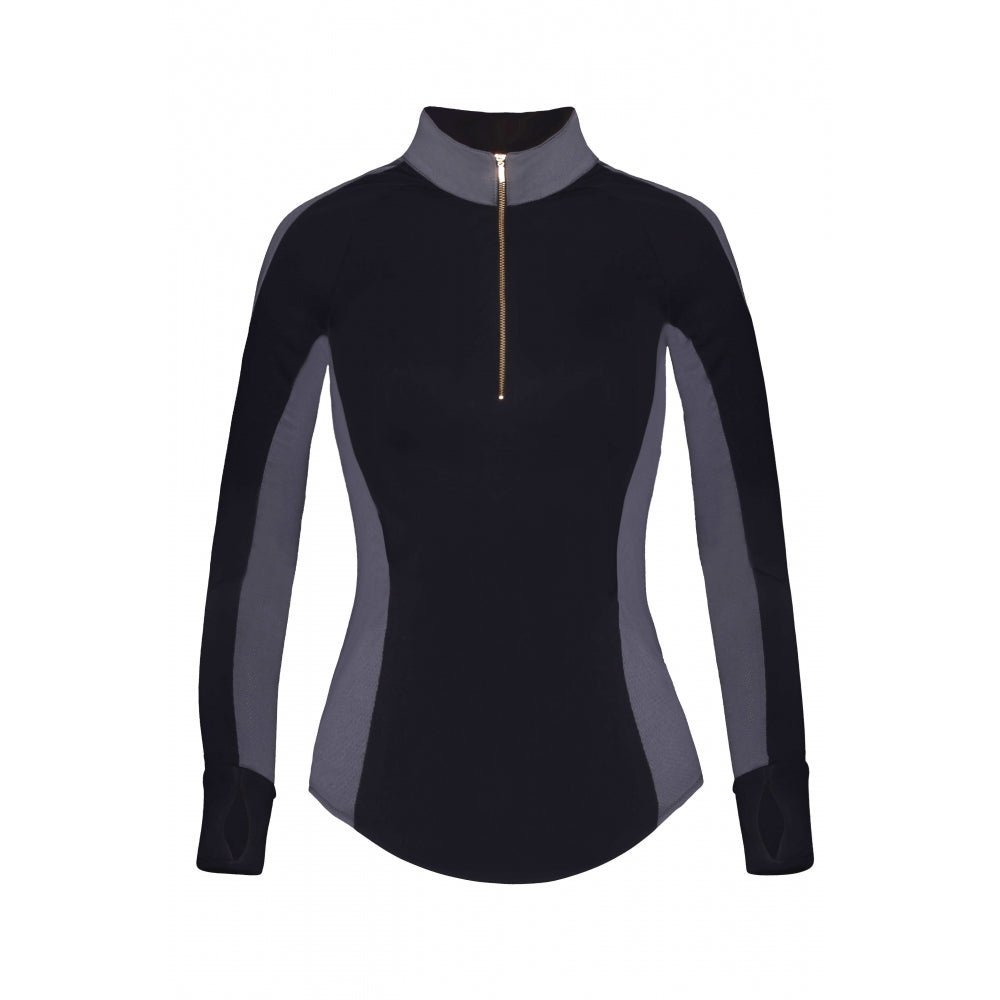 Black Technical Stretch Long Sleeve Baselayer Sunshirt - Equiluxe Tack